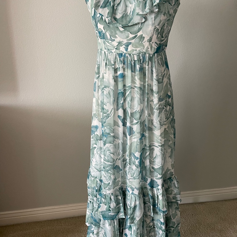 Calvin Klein Teal and White Floral Maxi Dress - Picture 1 of 7
